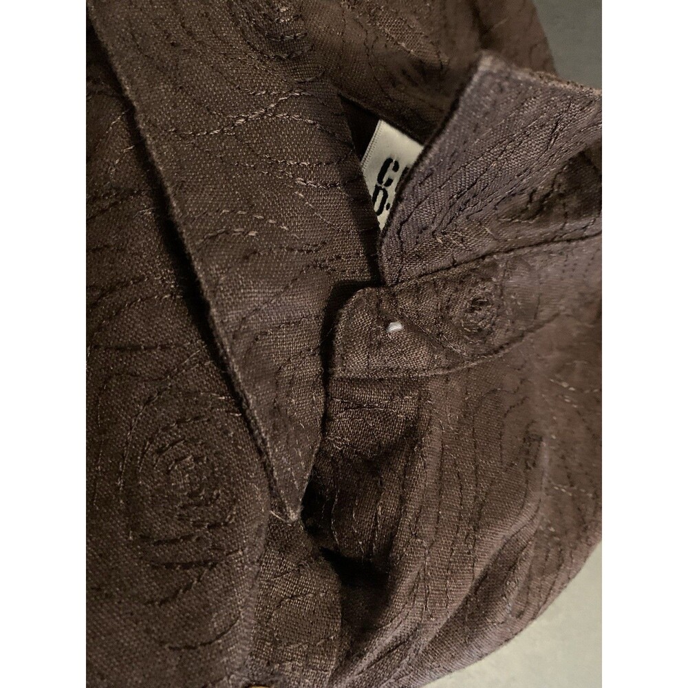 Chicos Design Size 1 Women Medium Top 100% Linen 3/4 Sleeves Top Button Missing - Picture 7 of 8